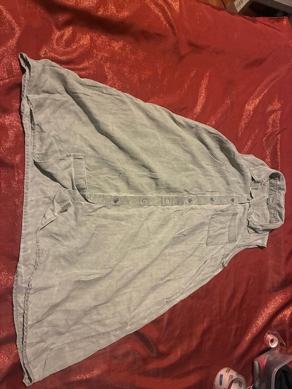 Old Navy Dress Womens M Sleeveless Button Front Collared Linen Blend Gray Casual